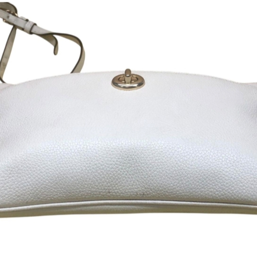 Coach Off White Polished Pebble Leather Crossbody Bag with Gold Accents - Picture 4 of 9